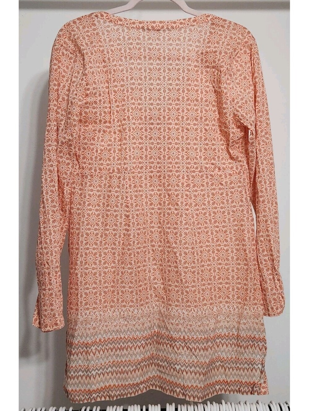 Athleta Swim Cover Up Medium Orange Boho Hippie Floral V Neck - Picture 2 of 9